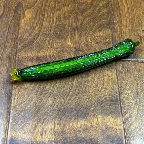 Murano style glass Vegetable 8"‎ Asparagus Green Handblown paper weight decor - Picture 7 of 8